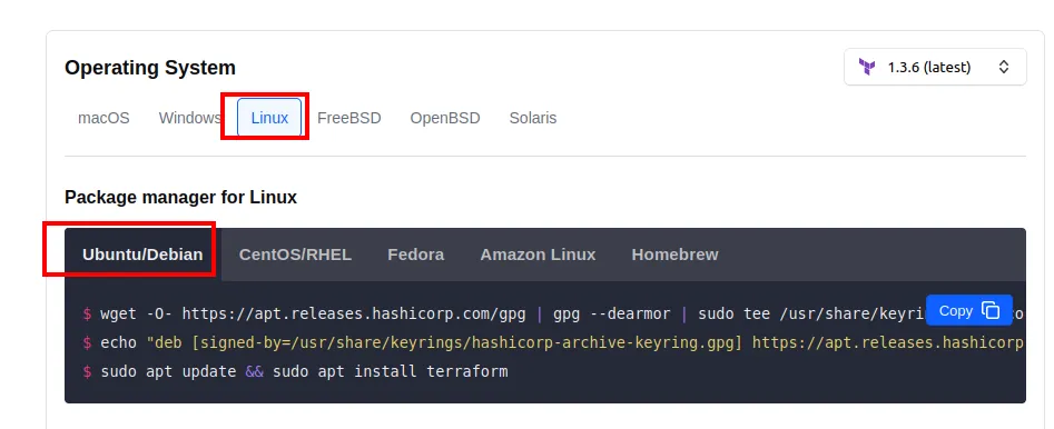 terraform download page