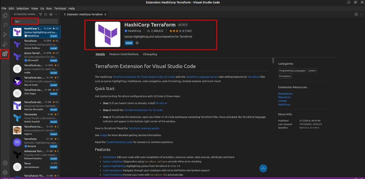 terraform vscode extension